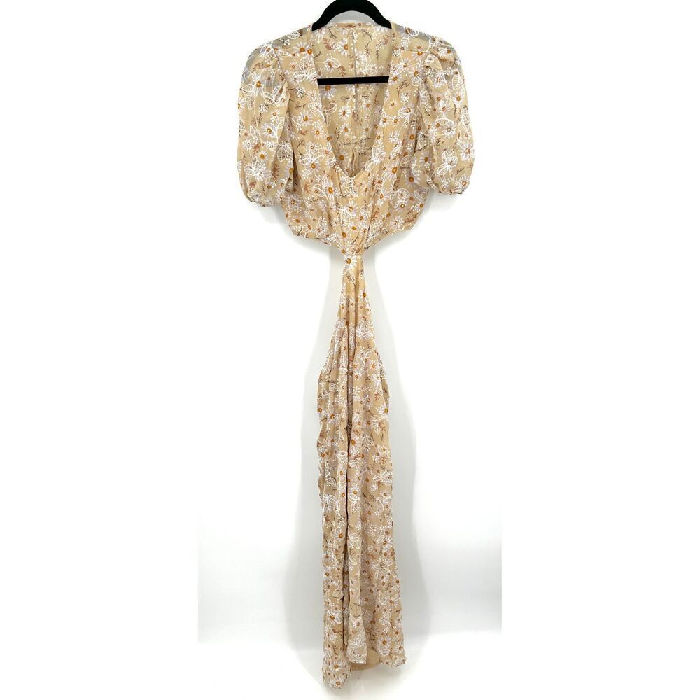 L.I.F.E. Love Is For Eternity Beige Floral Embroider Cut Out Boho Dress Large